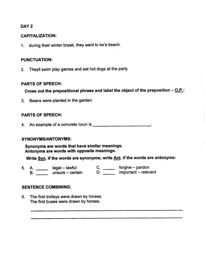 Daily Grams Grade 6 Workbook