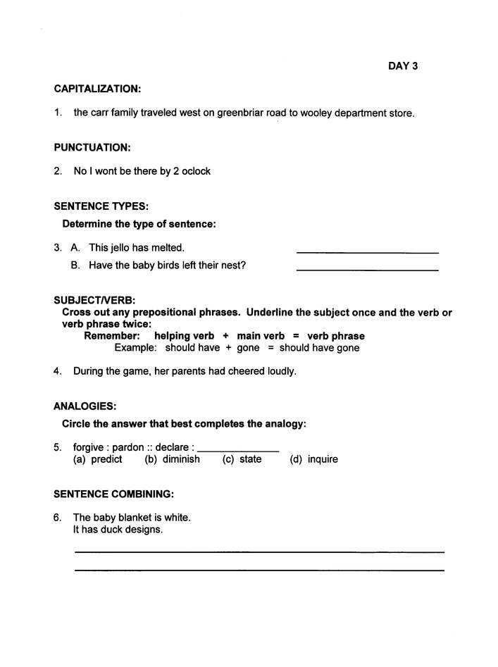 Daily Grams Grade 6 Workbook