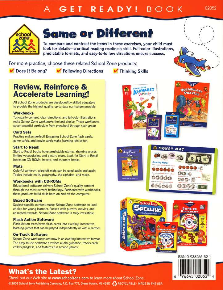 Perceptual Skills-Same or Different, Preschool Get Ready Workbooks