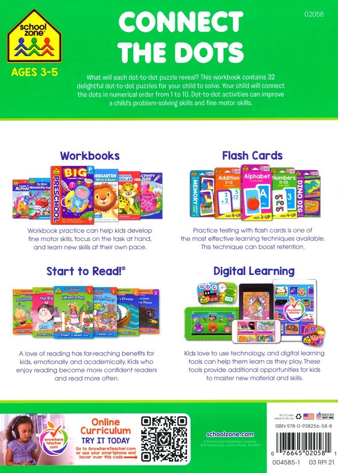 Motor Skills-Connect the Dots, Preschool Get Ready Workbooks