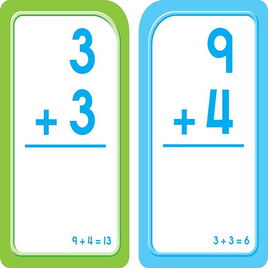 Addition 0 - 12, Math Flash Cards