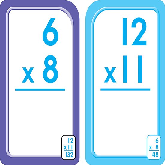 Multiplication 0 - 12, Math Flash Cards