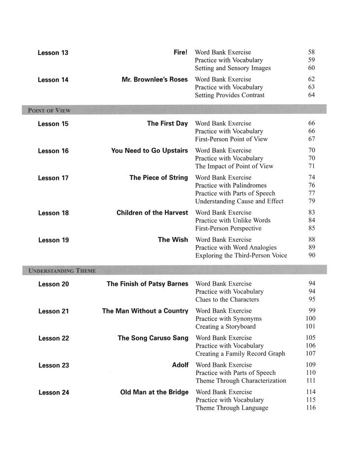 Mosdos Press Grade 8 (Gold) Literature/Reading Curriculum  Student Workbook