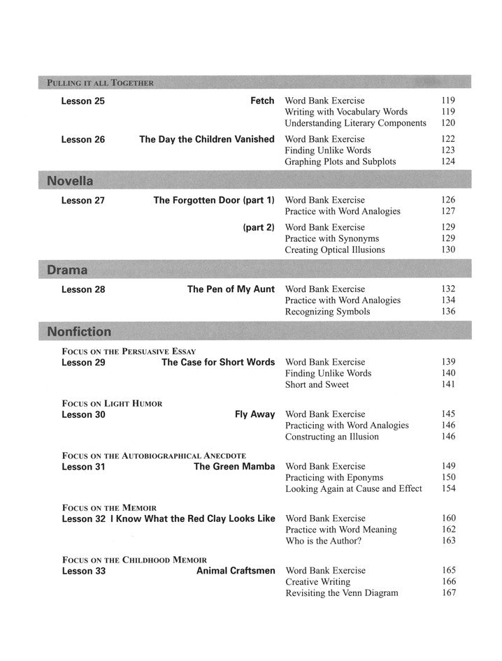 Mosdos Press Grade 8 (Gold) Literature/Reading Curriculum  Student Workbook