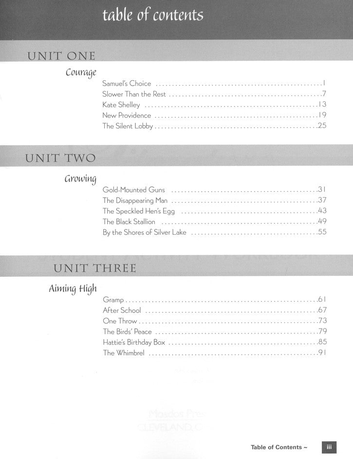 Mosdos Press Grade 5 (Coral) Literature/Reading Curriculum  Student Workbook