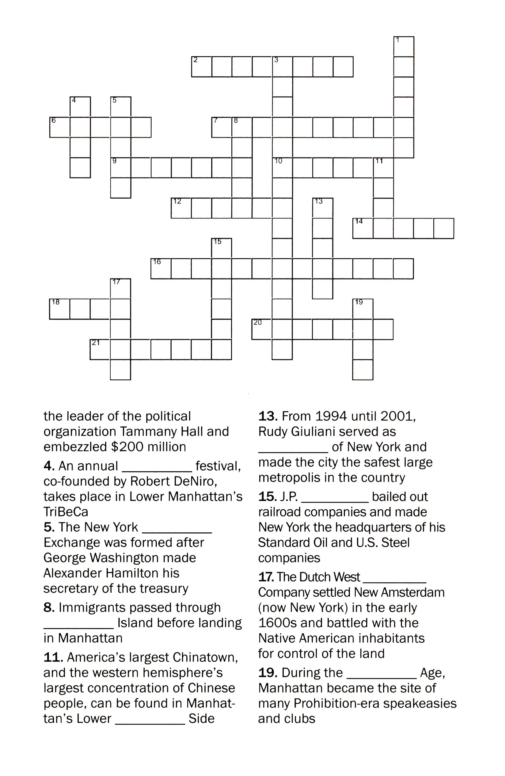 New York City Crossword Puzzles