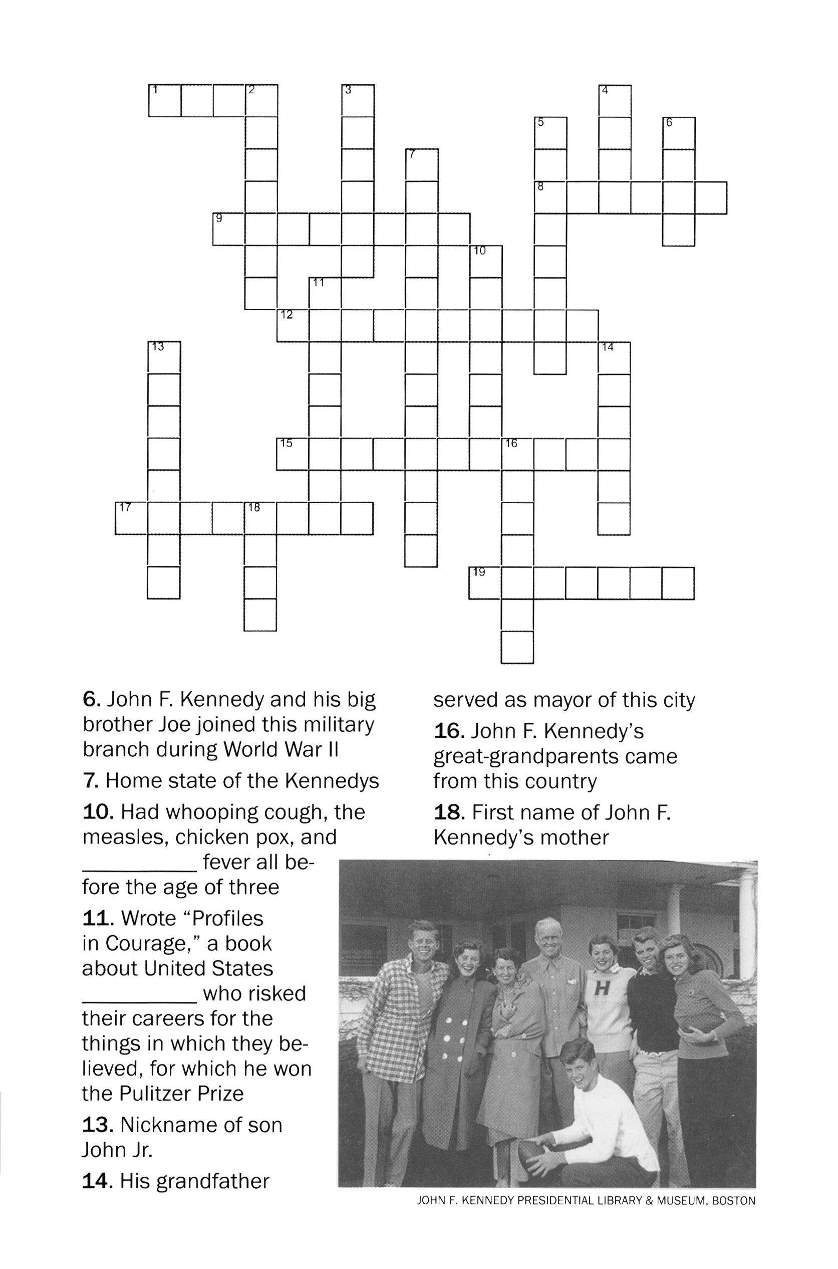 John F Kennedy Crossword Puzzles