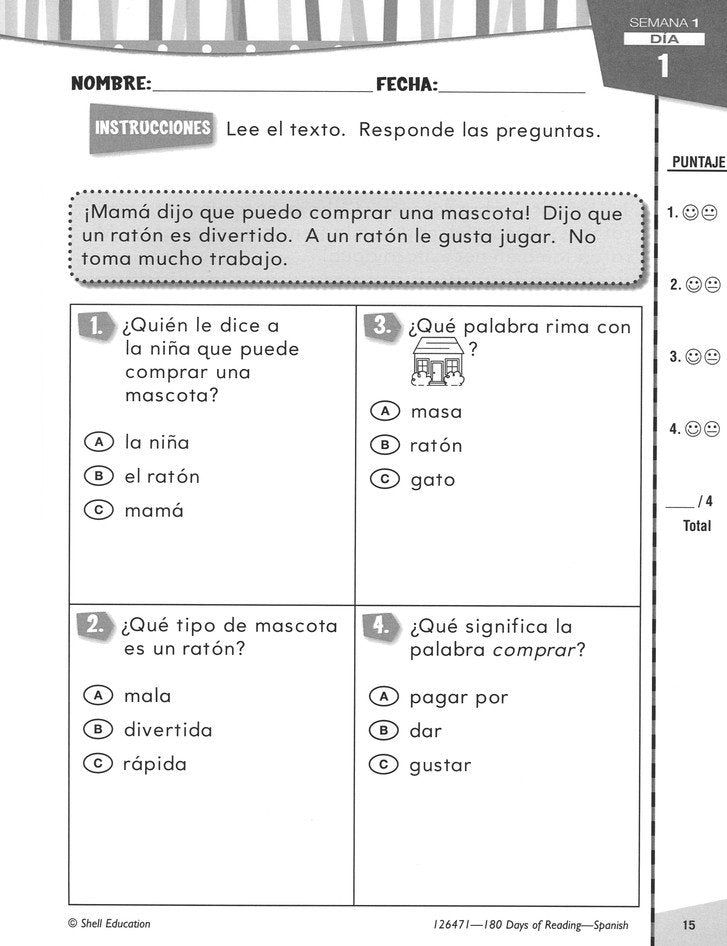 180 Days of Reading for First Grade (Spanish Edition)