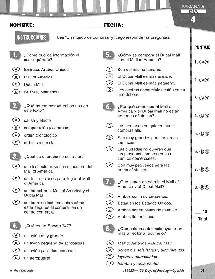 180 Days of Reading for Fifth Grade (Spanish Edition)