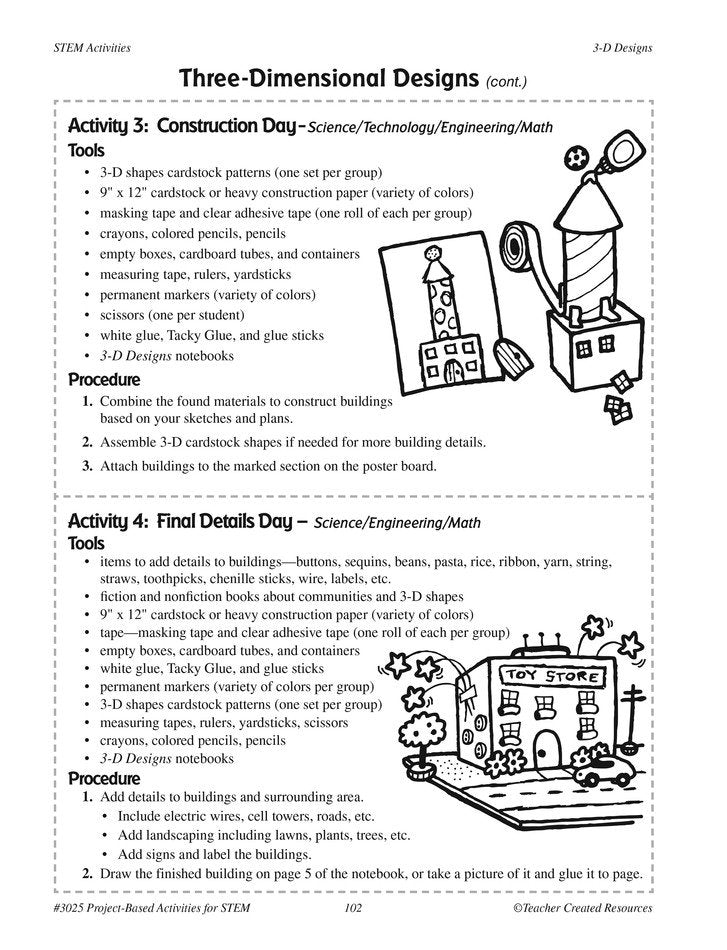 Year Round Project Based Activities for STEM (Grades 1 and 2)