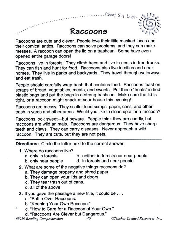 Ready Set Learn: Reading Comprehension (Grade 3)