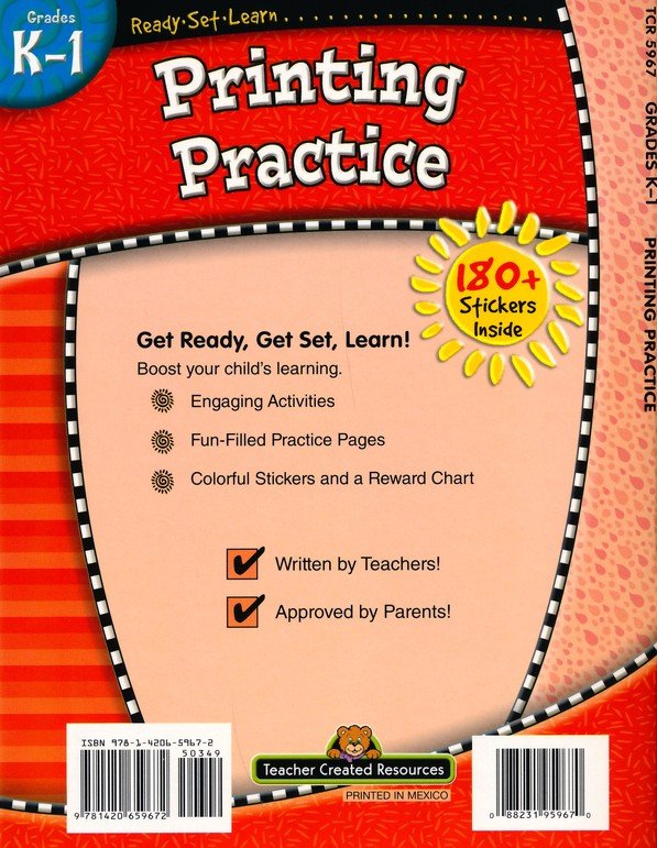 Ready Set Learn: Printing Practice (Grades K and 1)