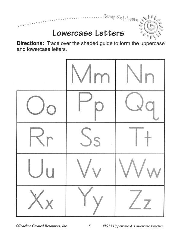 Ready Set Learn: Upper and Lower Case (Grade K)