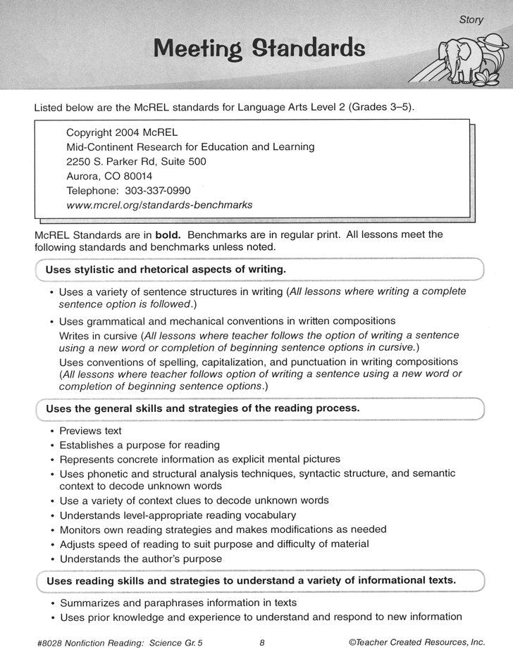 Nonfiction Reading Comprehension: Science (Grade 5)