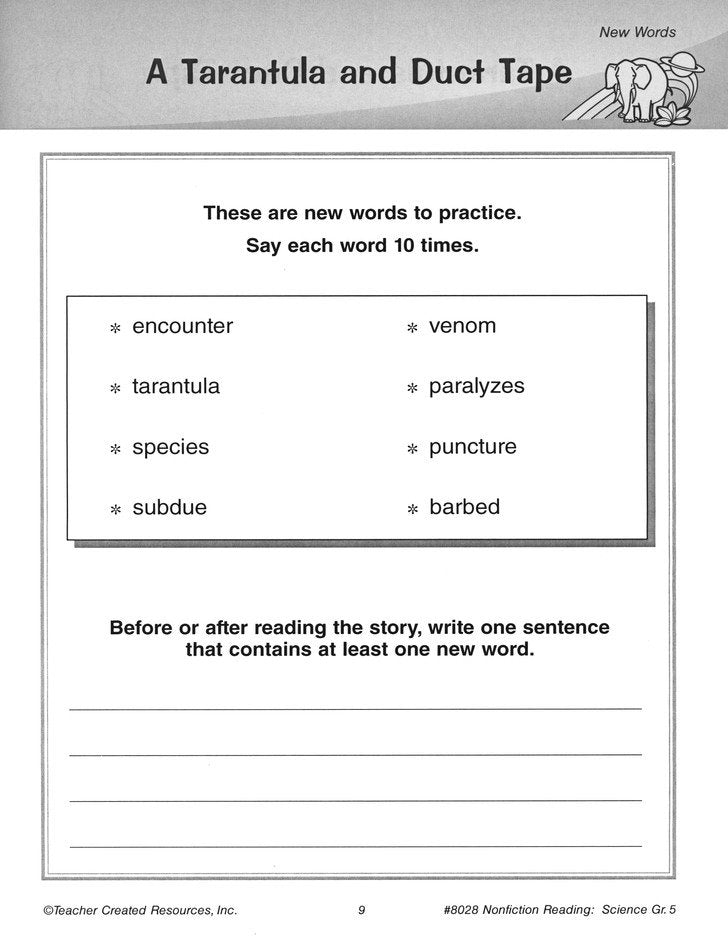 Nonfiction Reading Comprehension: Science (Grade 5)