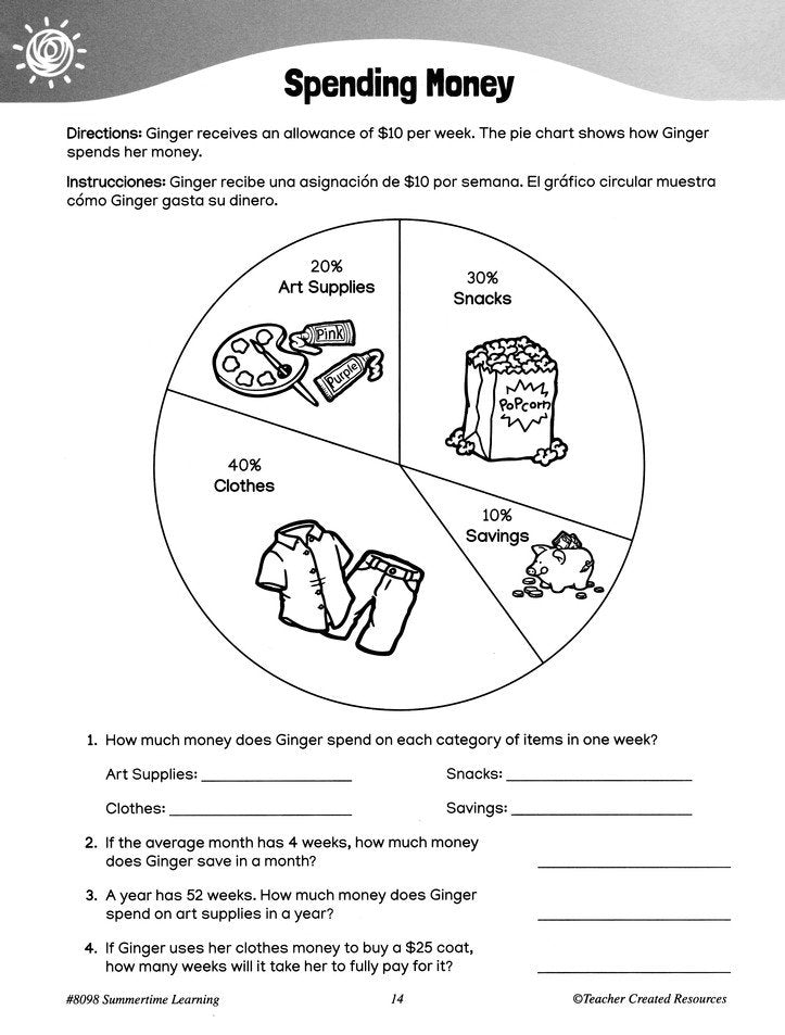 Summertime Learning: English and Spanish Edition (Preparing for Grade 5)