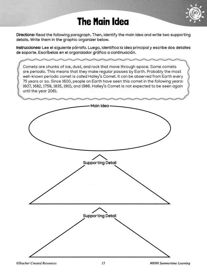 Summertime Learning: English and Spanish Edition (Preparing for Grade 5)