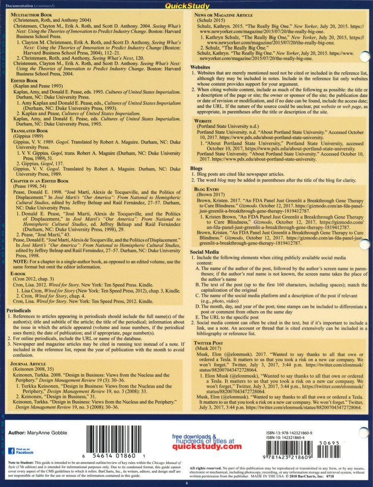 Chicago Manual of Style Guidelines, Laminated Guide