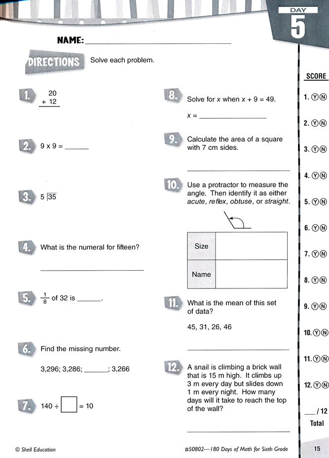 Practice, Assess, Diagnose: 180 Days of Math for Sixth Grade