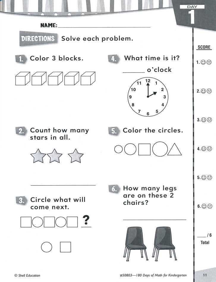 Practice, Assess, Diagnose: 180 Days of Math for Kindergarten