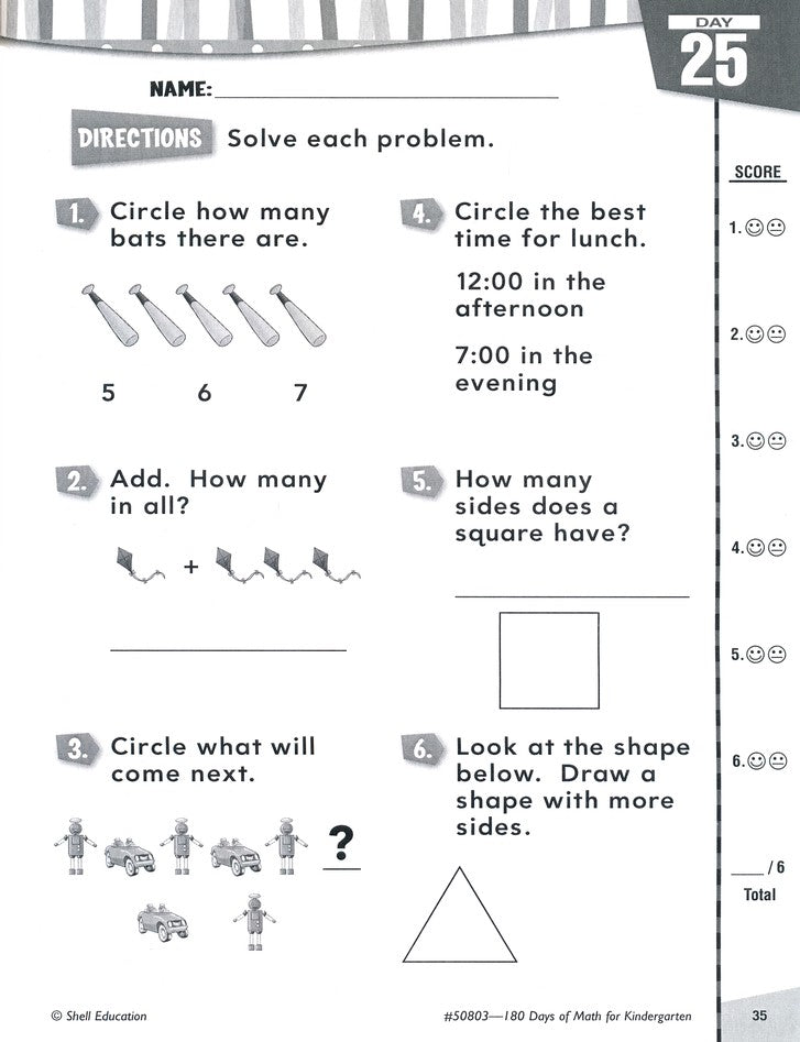 Practice, Assess, Diagnose: 180 Days of Math for Kindergarten