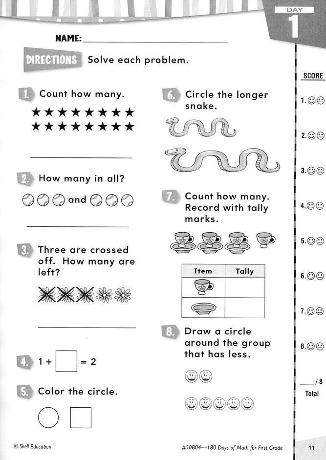 Practice, Assess, Diagnose: 180 Days of Math for First Grade