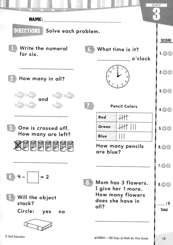 Practice, Assess, Diagnose: 180 Days of Math for First Grade