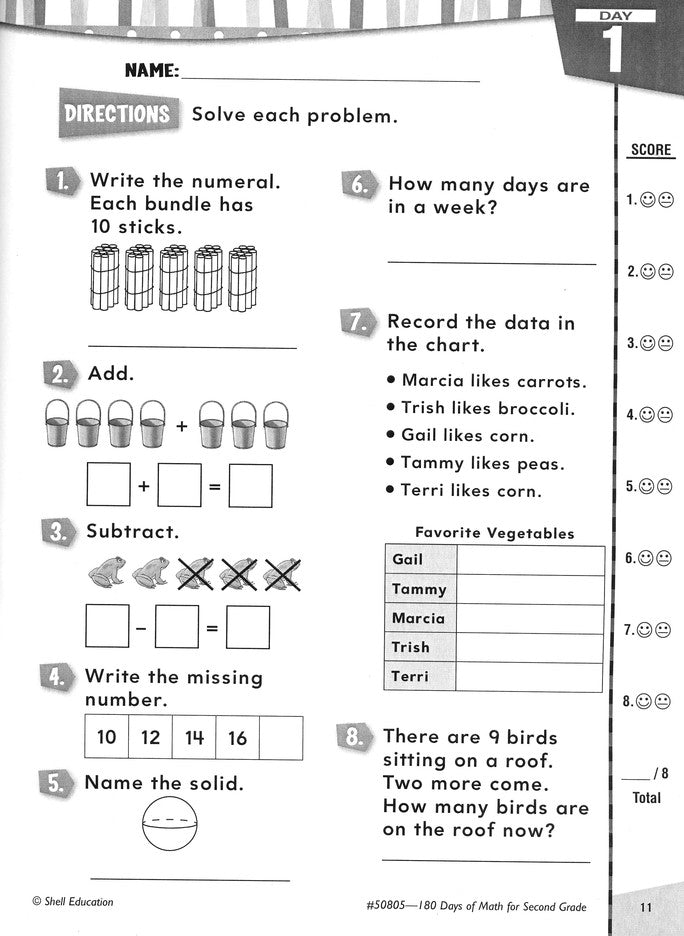 Practice, Assess, Diagnose: 180 Days of Math for Second Grade