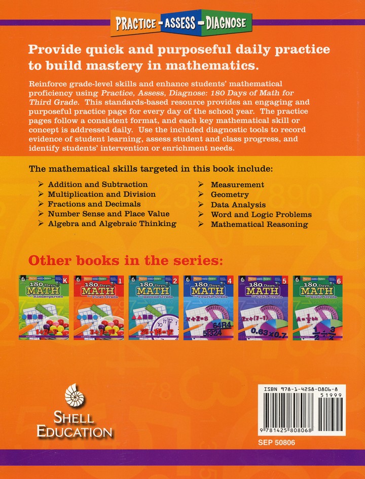 Practice, Assess, Diagnose: 180 Days of Math for Third Grade