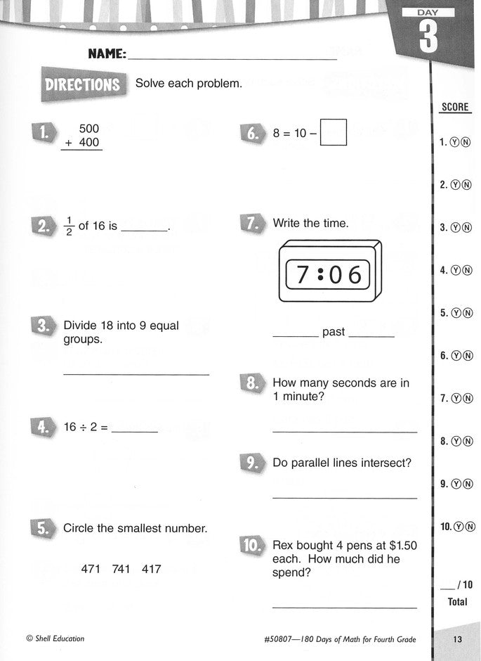 Practice, Assess, Diagnose: 180 Days of Math for Fourth Grade