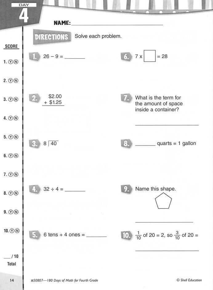 Practice, Assess, Diagnose: 180 Days of Math for Fourth Grade