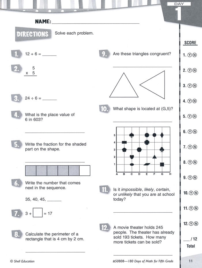 Practice, Assess, Diagnose: 180 Days of Math for Fifth Grade