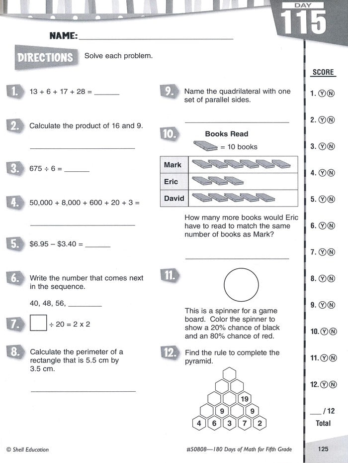 Practice, Assess, Diagnose: 180 Days of Math for Fifth Grade