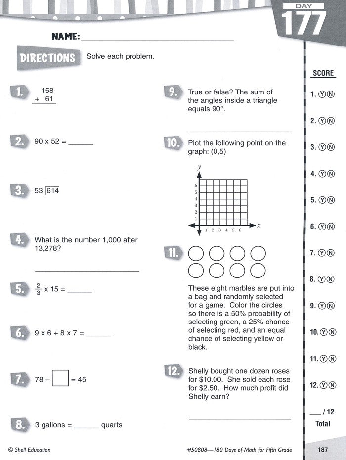 Practice, Assess, Diagnose: 180 Days of Math for Fifth Grade