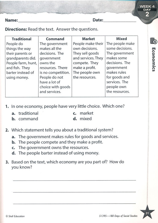 180 Days of Social Studies for Third Grade