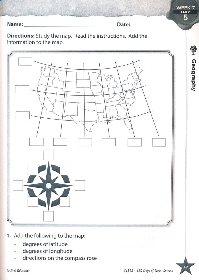 180 Days of Social Studies for Third Grade