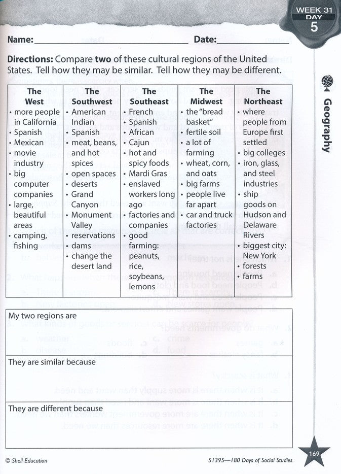 180 Days of Social Studies for Third Grade