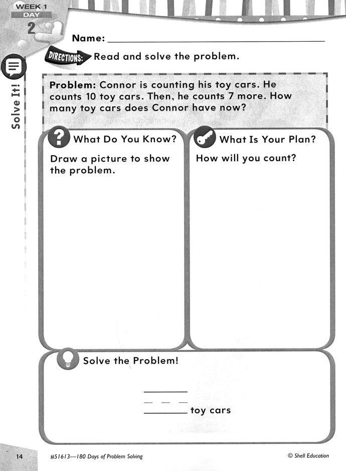 180 Days of Problem Solving for First Grade (Level 1)