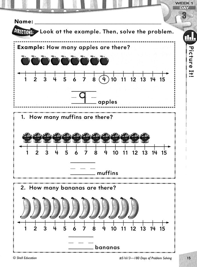 180 Days of Problem Solving for First Grade (Level 1)