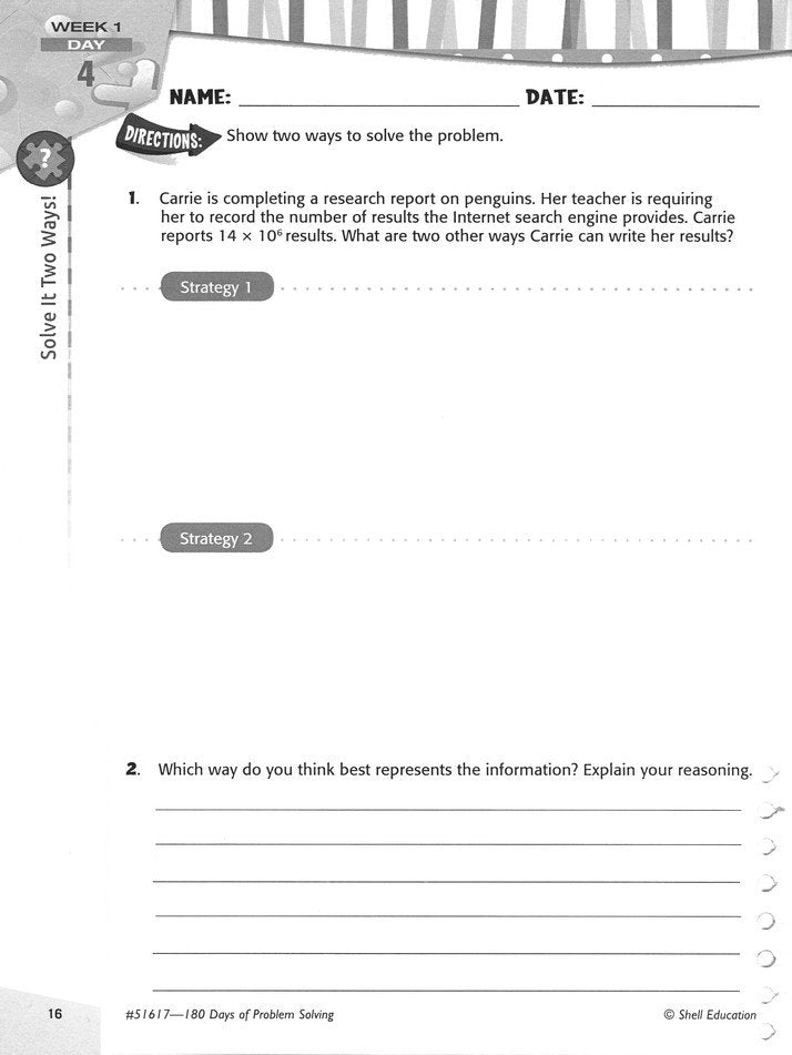 180 Days of Problem Solving for Fifth Grade (Level 5)