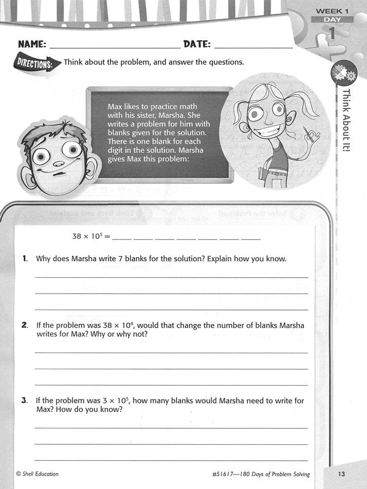 180 Days of Problem Solving for Fifth Grade (Level 5)