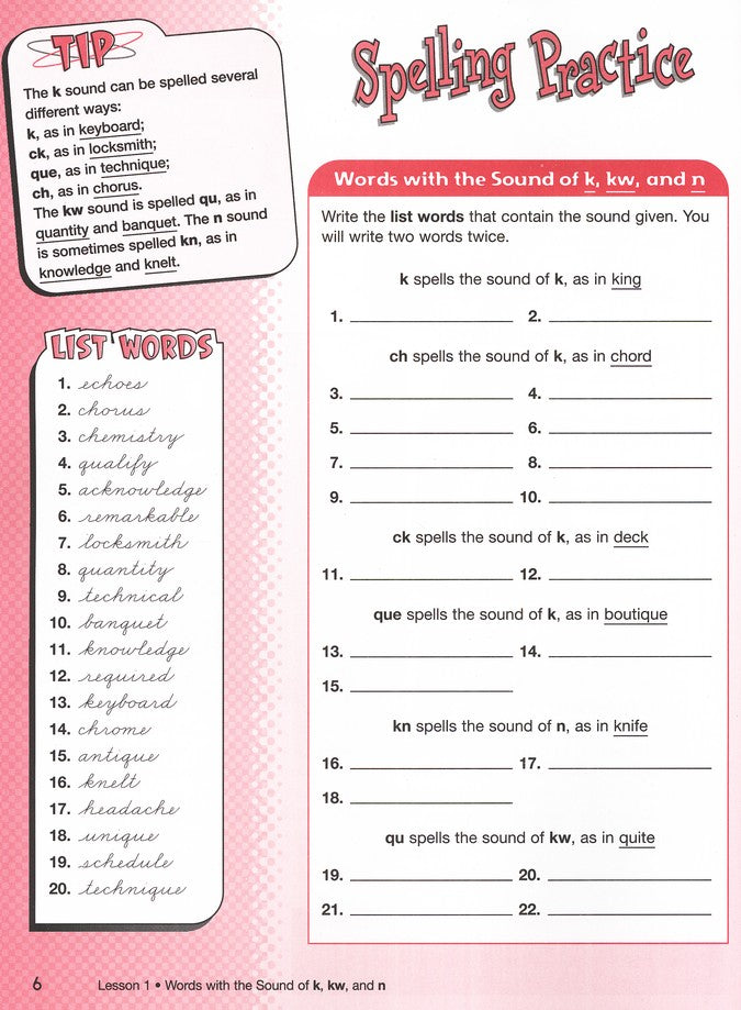 Modern Curriculum Press Spelling Workout Grade 6  Homeschool Bundle (2002 Edition)