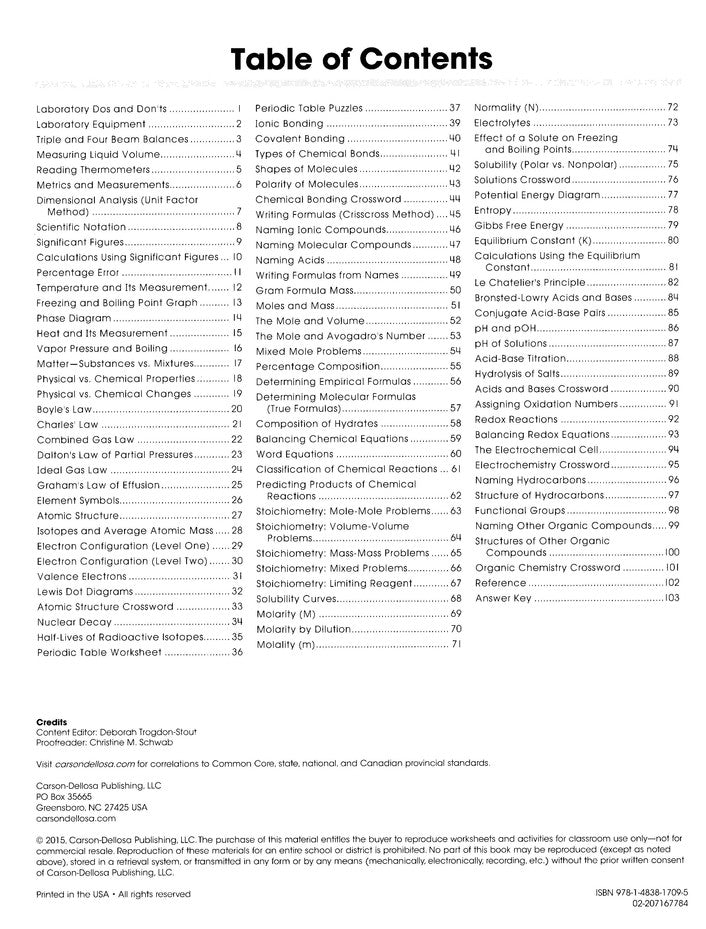 Chemistry, Grades 9-12