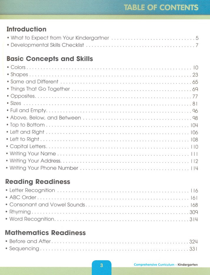 Comprehensive Curriculum of Basic Skills, Grade K