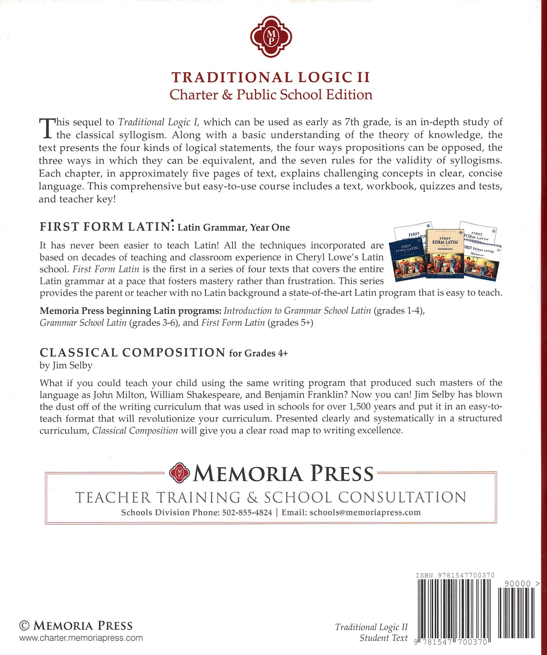 Traditional Logic 2 Text (2nd Edition; Charter Version)