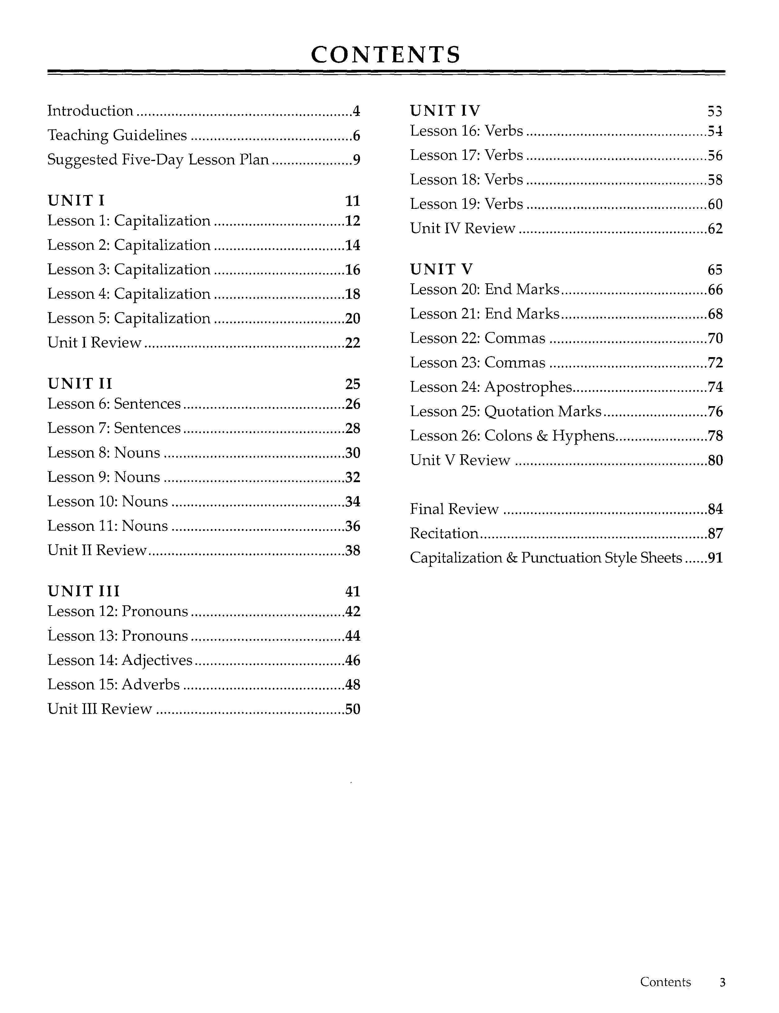 English Grammar Recitation Workbook 1 Teacher Manual (Charter Version)