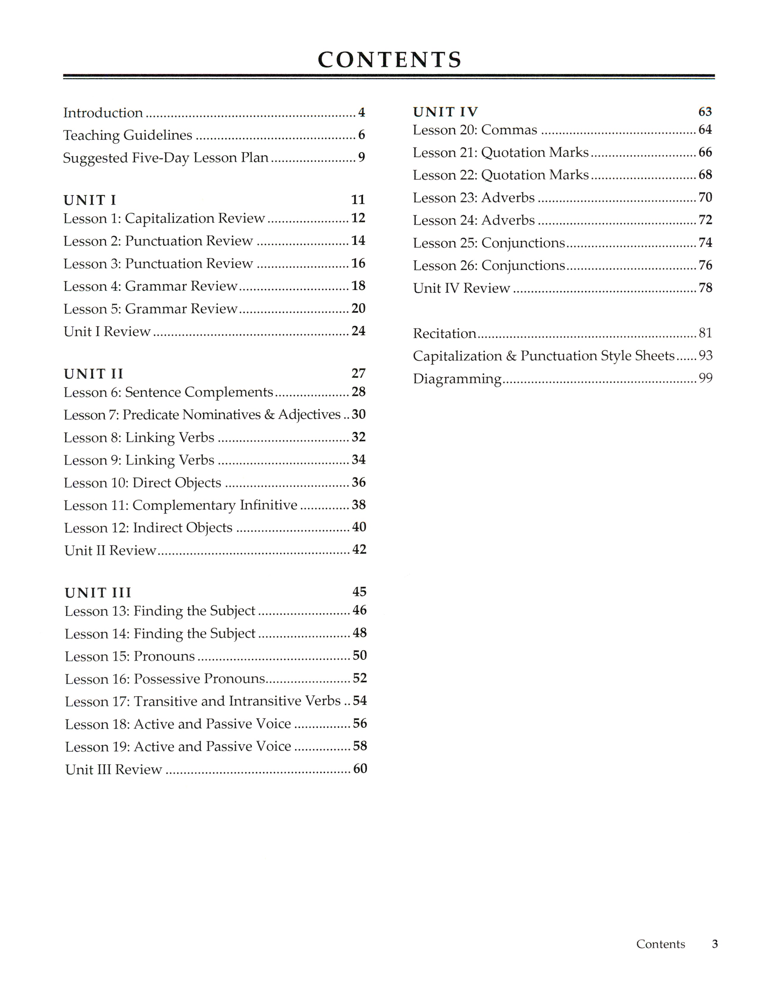 English Grammar Recitation Book 3 Student Workbook (Charter Version)