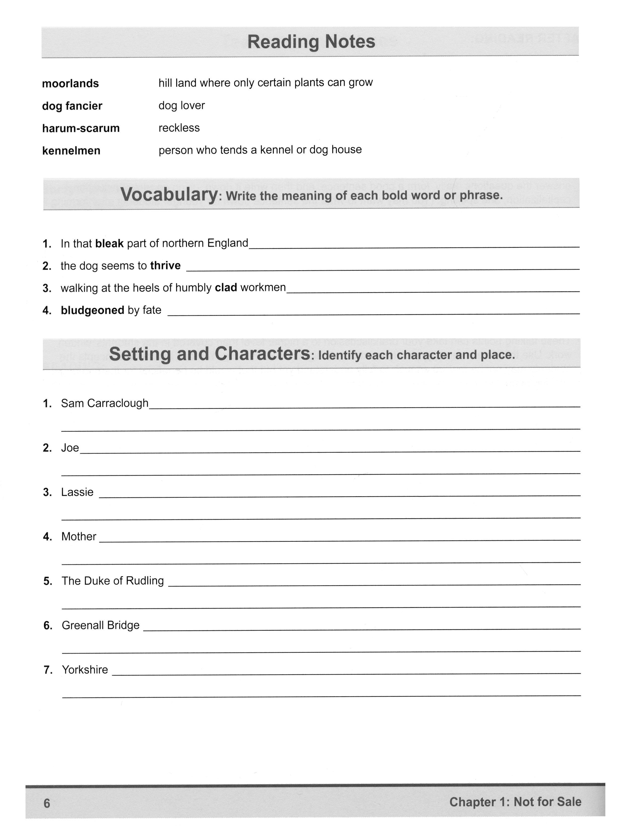 Lassie Come-Home Student Study Guide (Charter  Version)