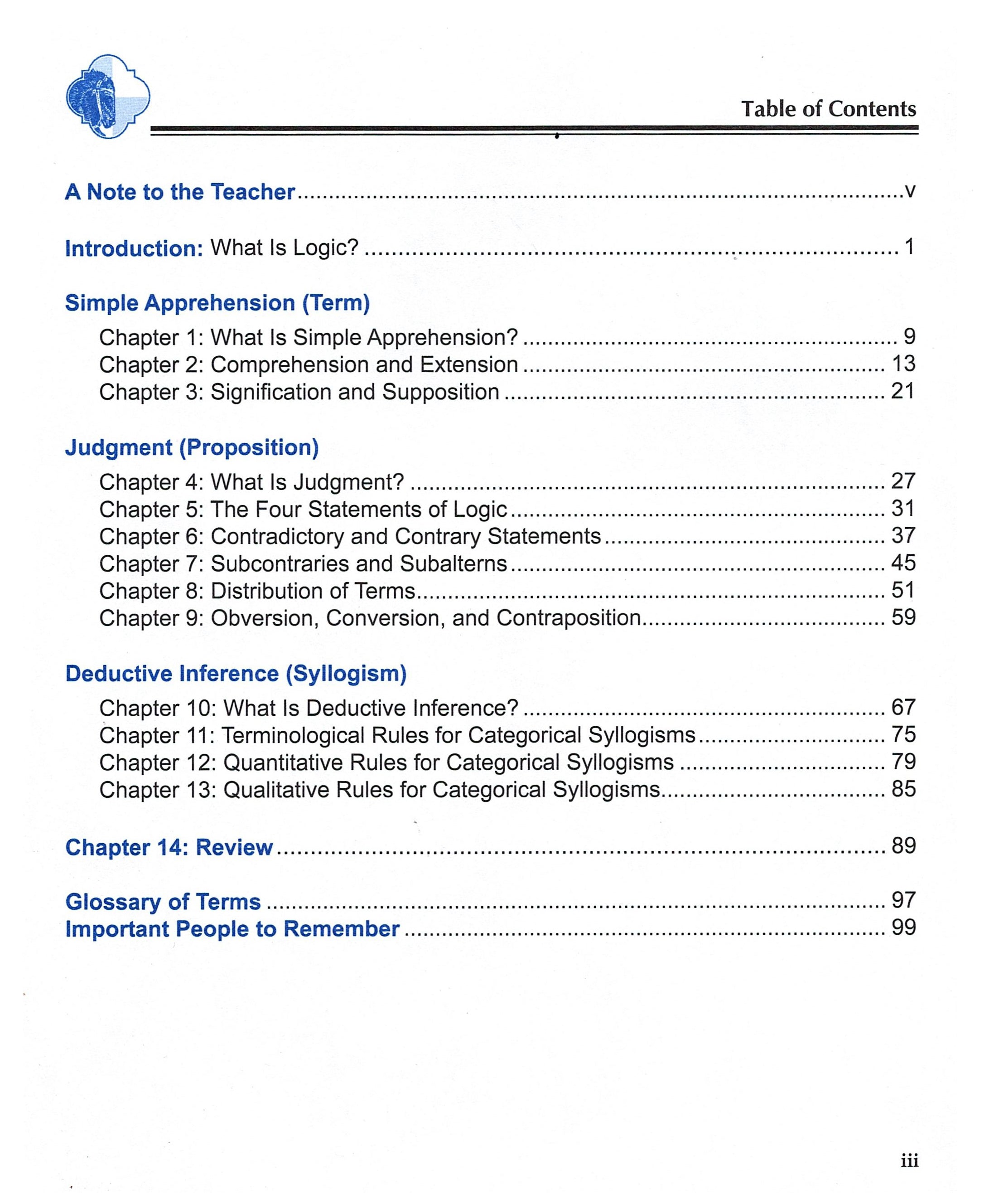 Traditional Logic 1 Student Text (3rd Edition; Charter Version)