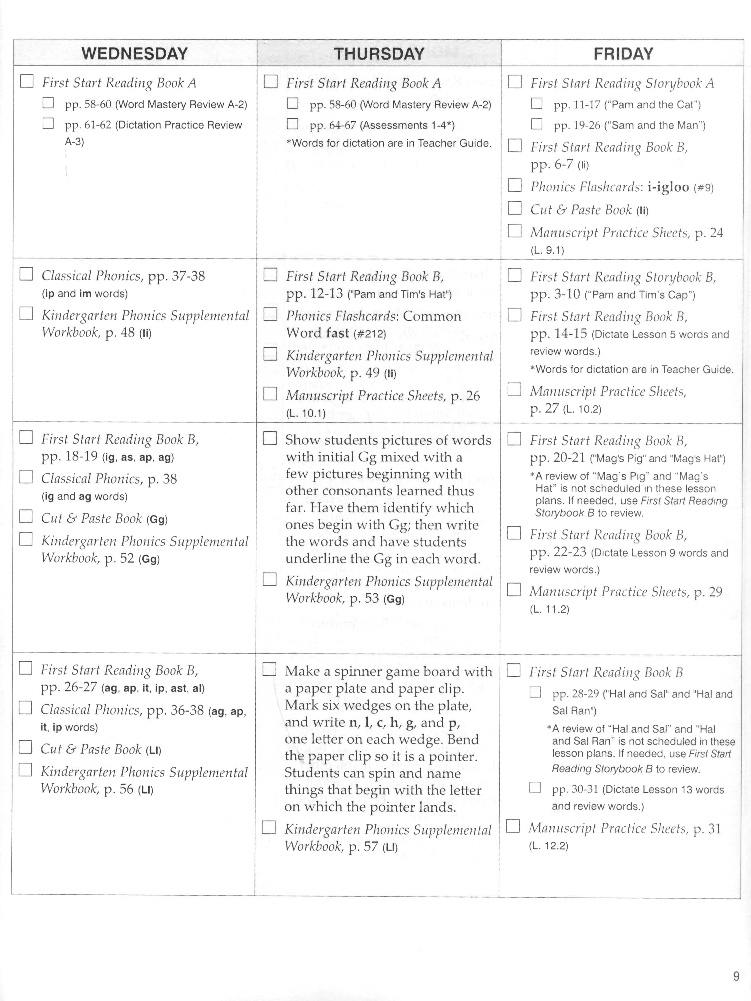 Kindergarten Phonics Lesson Plans (Charter Version)